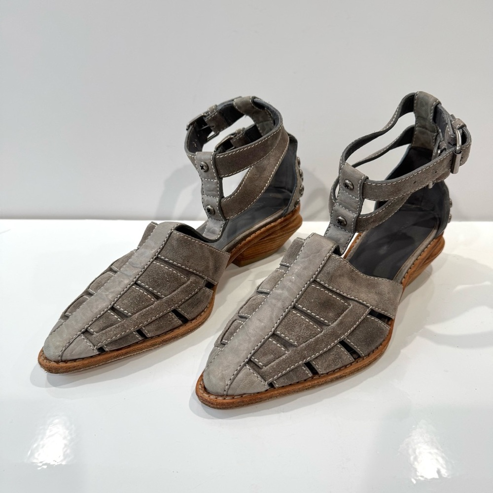 Alexander Wang Gray Pointed Toe Ankle Straps Sandals Size 39/9 US